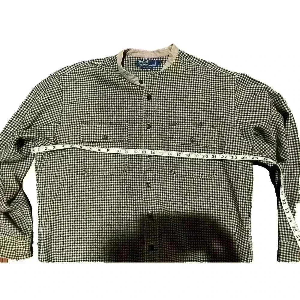 Vintage 1996 Polo Ralph Lauren Shirt Mens L Brown Houndstooth Cabincore